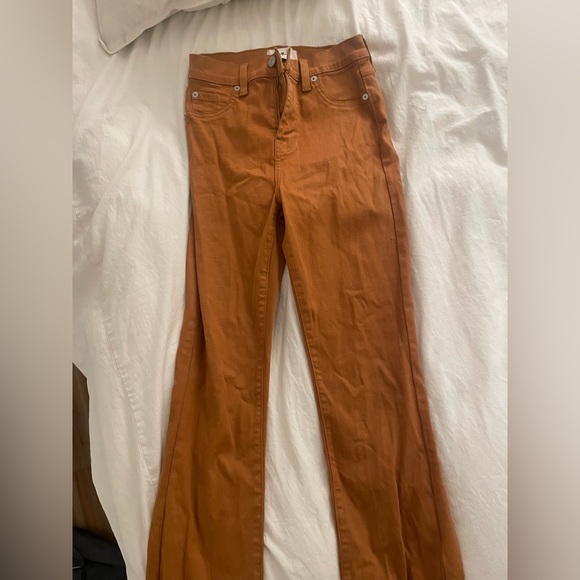 7 For All Mankind Denim - 7 For All Mankind High Waist Slim in Coated Brown / Orange / Ginger Size 26